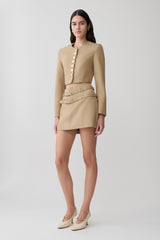 Marielle Double Belt Mini Skirt - Taupe